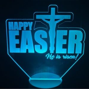 LED Sign Happy Easter Religious Jesus on the cross